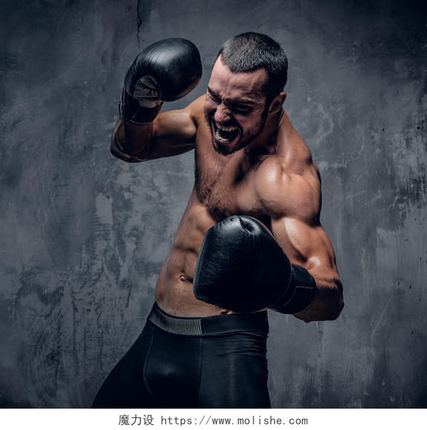 拳击男人健身房锻炼健身运动健美男性肌肉美特写图拳击手健身运动拳击